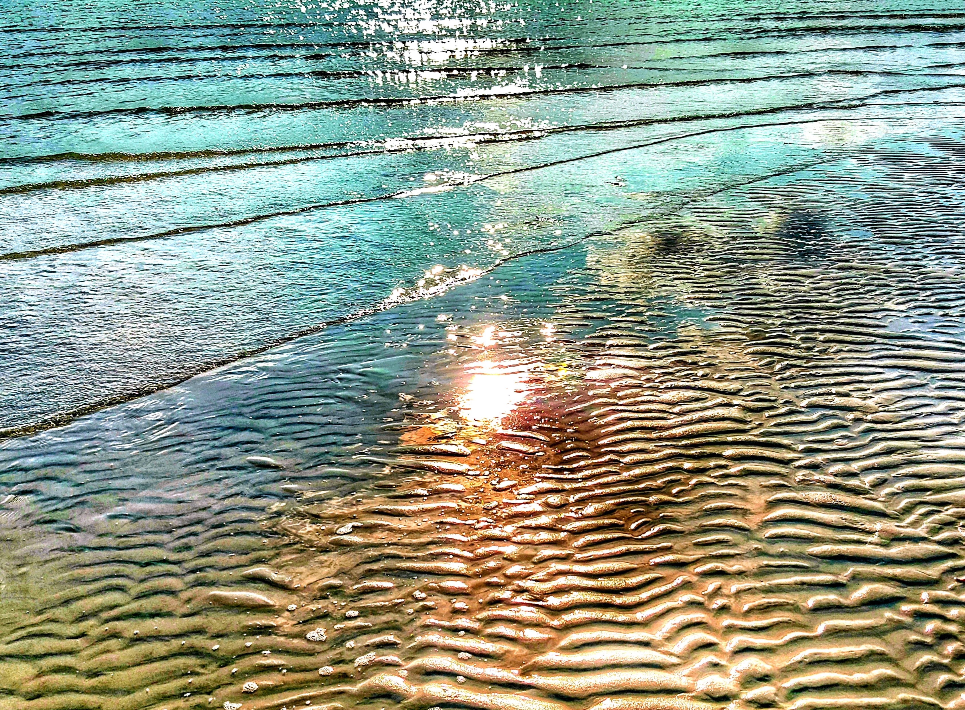 Sandy beach path with weathered fencing at golden sunrise